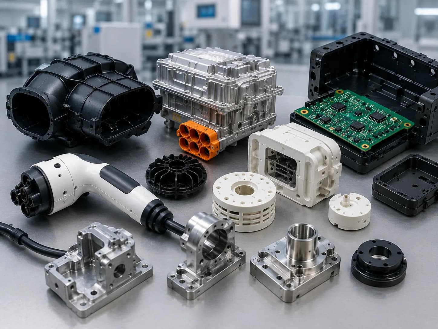 Automotive and EV charging housings connectors and functional molded components