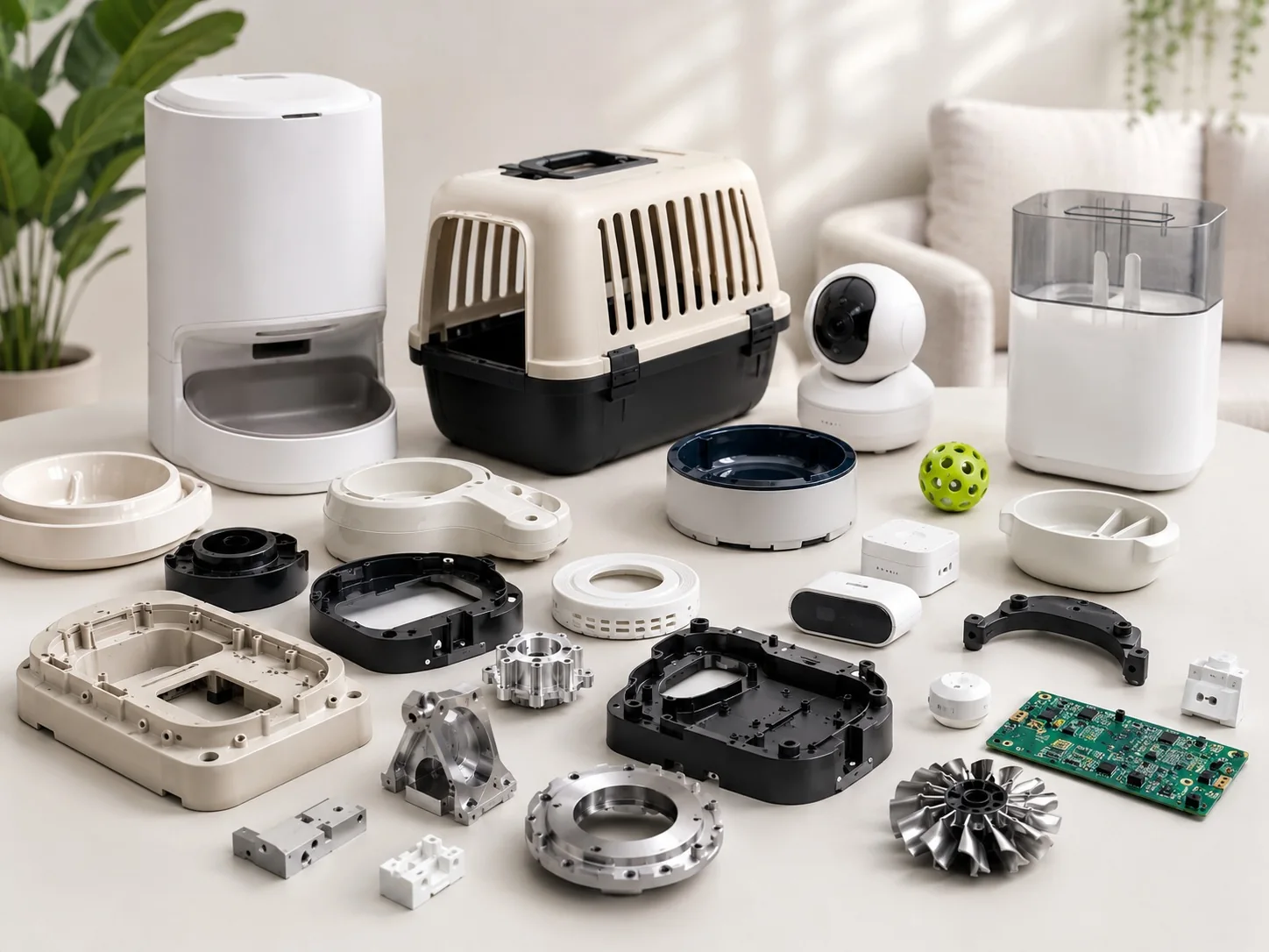 Pet technology housings bowls camera enclosures and functional molded components