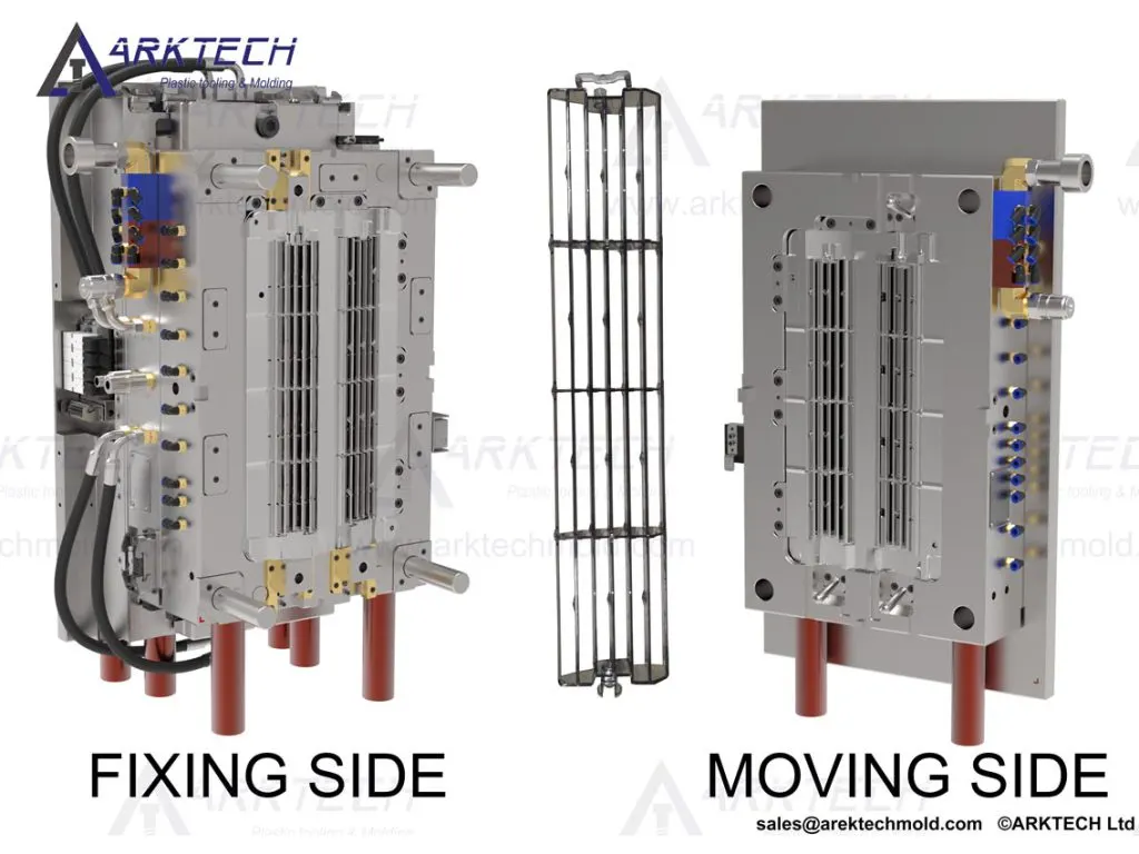 Fixed-side and moving-side export injection mold engineering layout