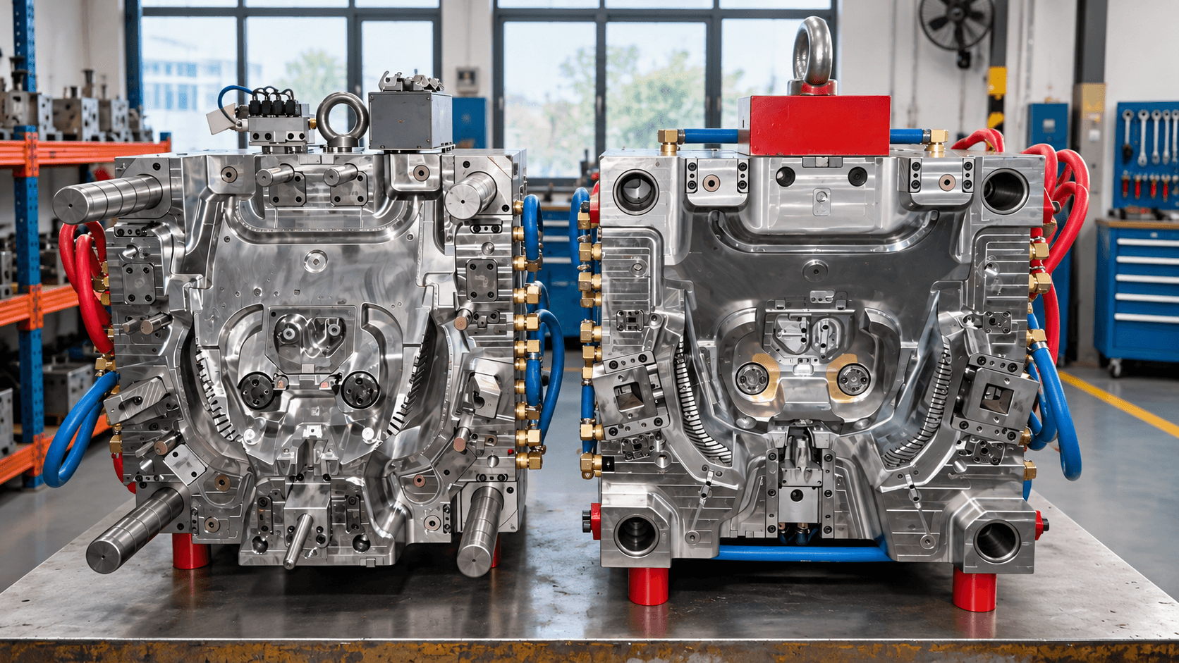 Precision injection mold for controlled-dimension plastic parts