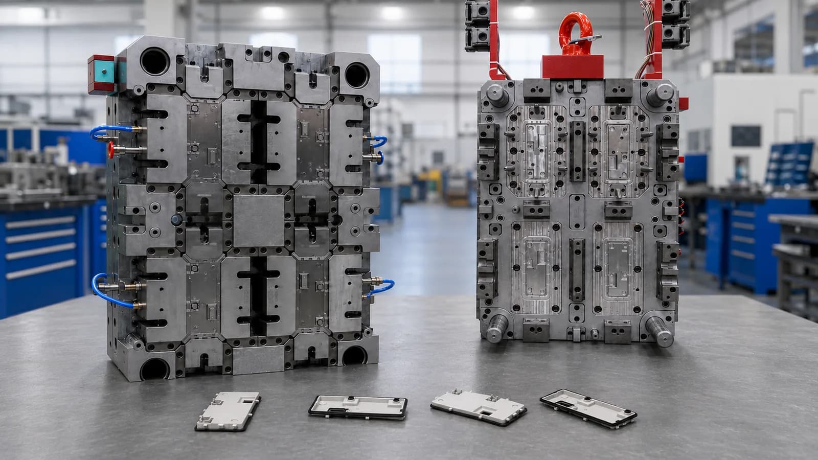 Two-shot 2K injection mold for multi-material plastic parts
